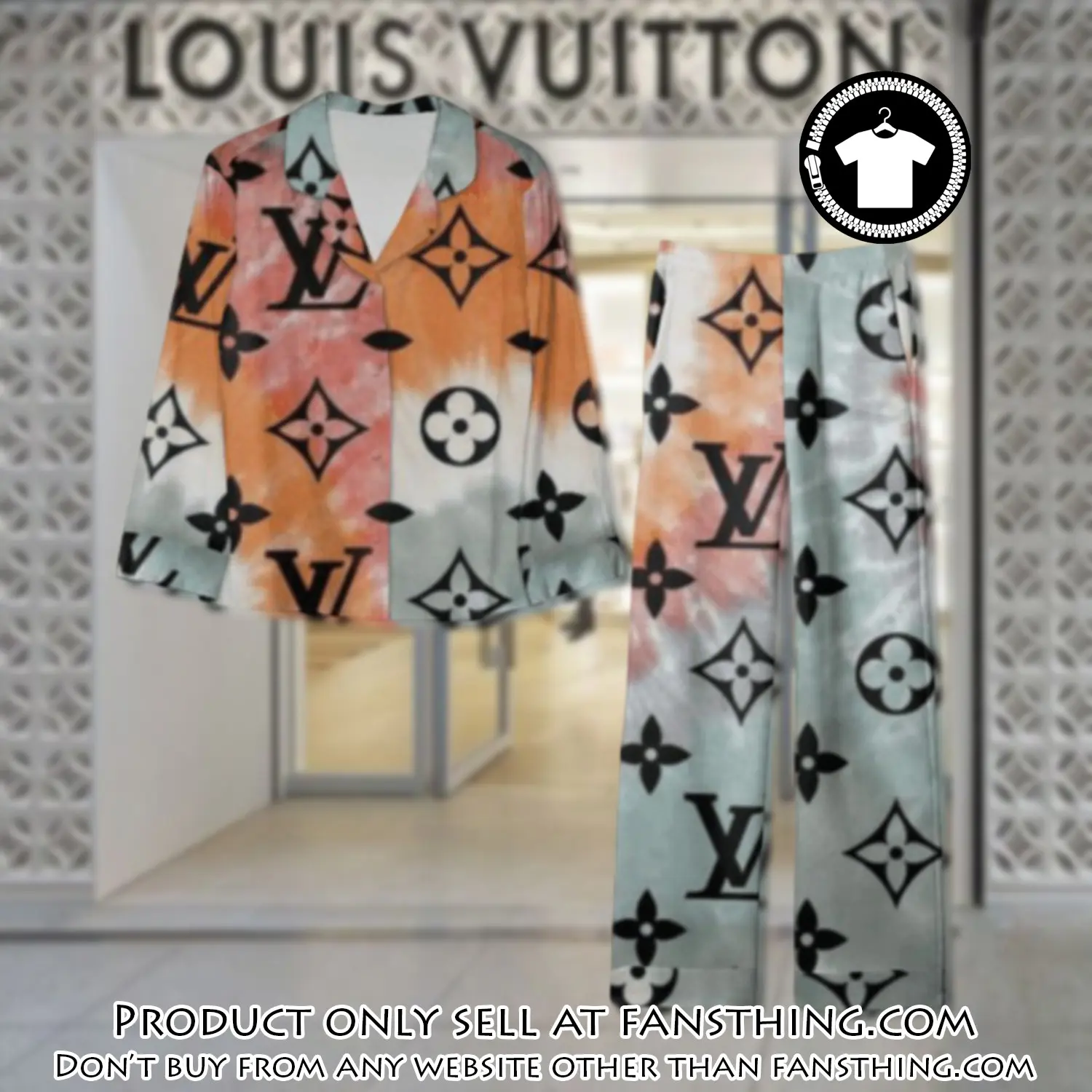 Trending luxury lv satin pajama set pjs1078 fst0715376